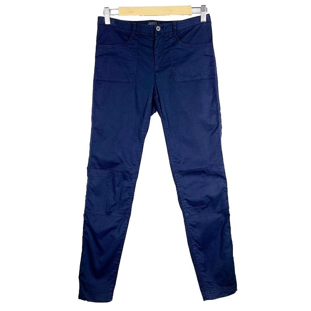 ATM Casual Pants 4 Navy Blue Poplin Pockets‎ Skinny Casual Mid-Rise Belt …